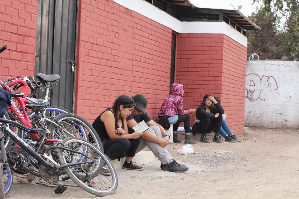 Bikes and anarchists reading at the Anarchist Book Fair in Santiago.